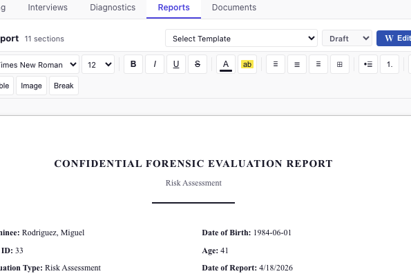 Psygil report tab